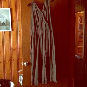 Olive Green Romper with pockets V-Cut chest